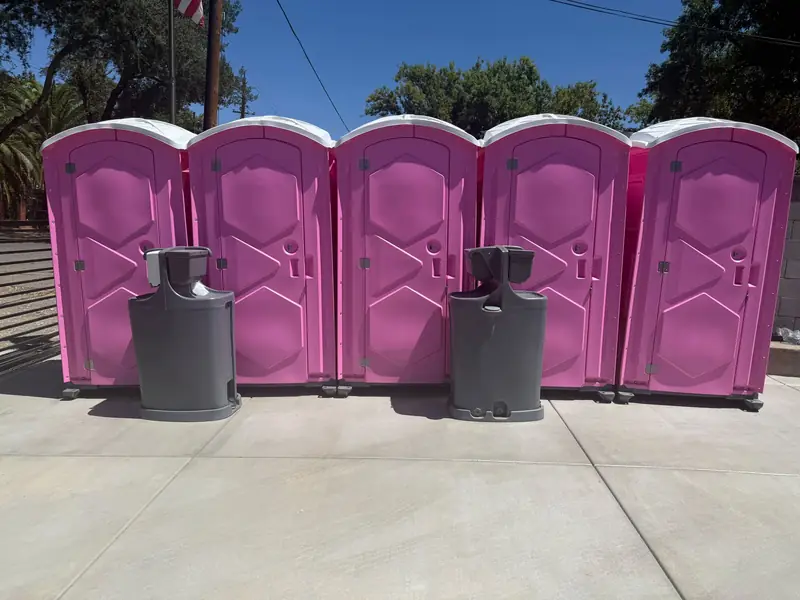 Two hand-wash stations at the end of a row of event units.